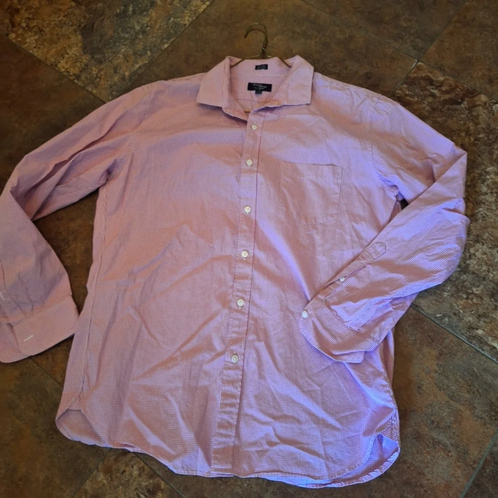 Men's J. Crew Pink Checkered Button Up Shirt Sz XL